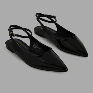 Shiny PointedToe Strappy Flats